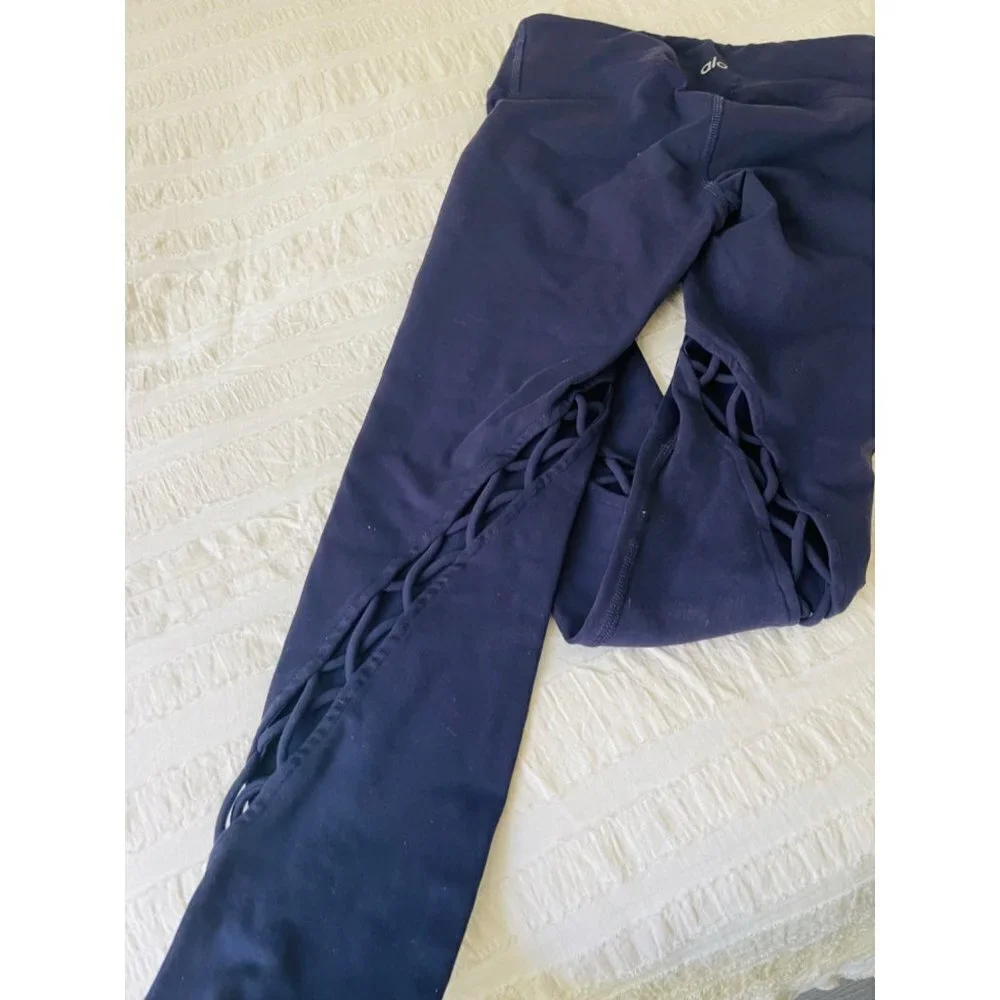 Alo Navy Blue Entwine Leggings Sz XXS